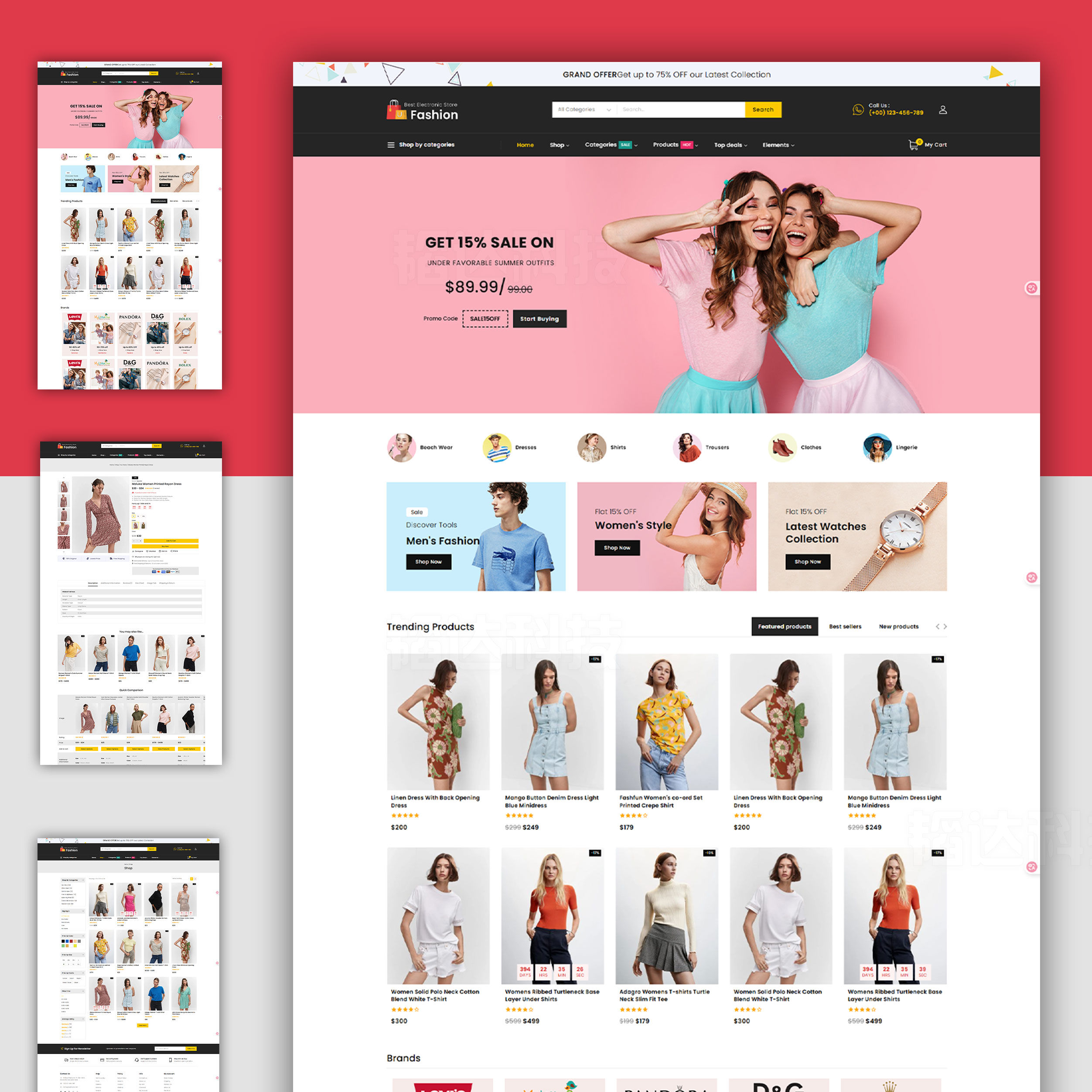 外贸商城衣服时装百货类跨境电商多语言外贸主题模板网站wordpress整站源码