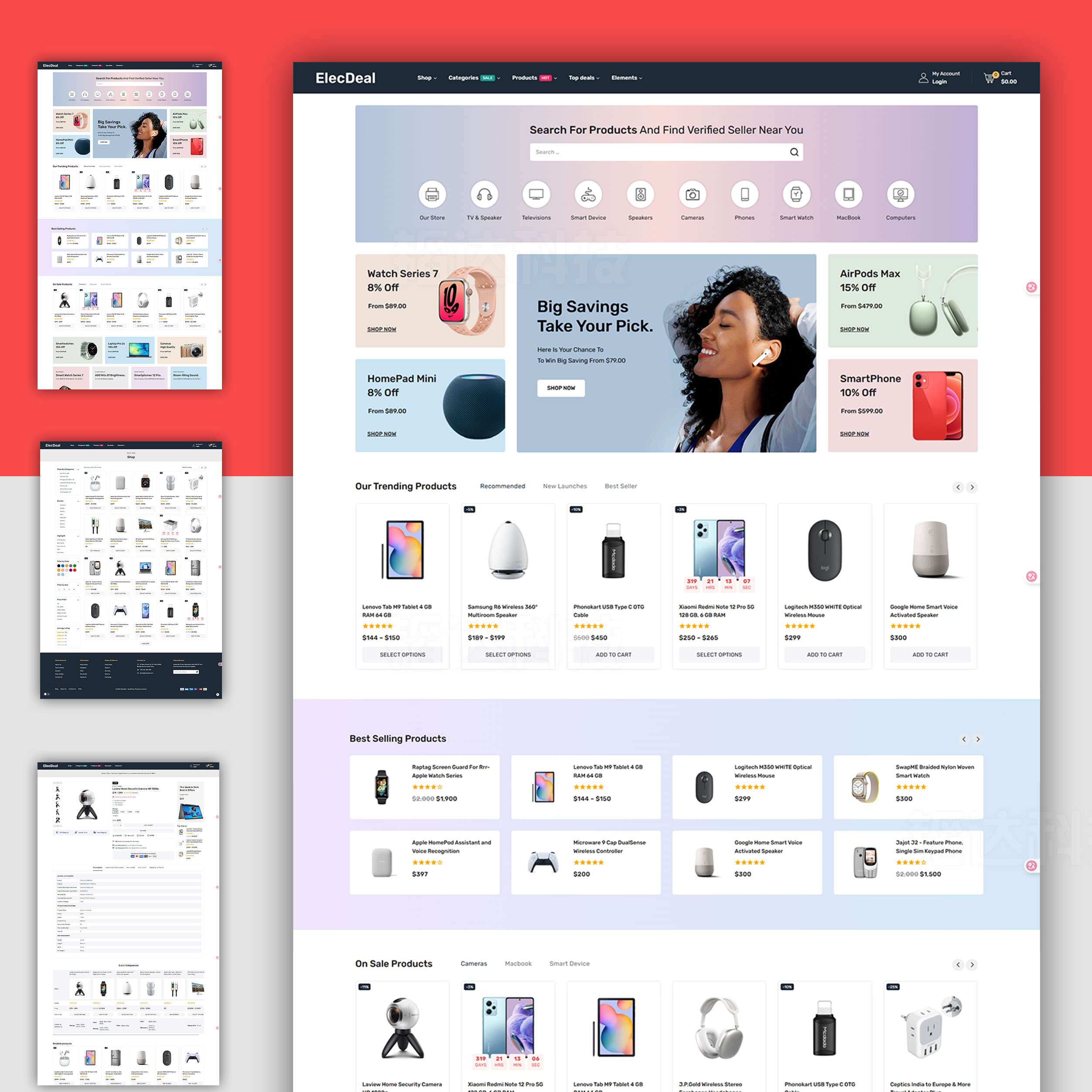 wordpress电子产品外贸商城响应式WooCommerce主题模板整站源码