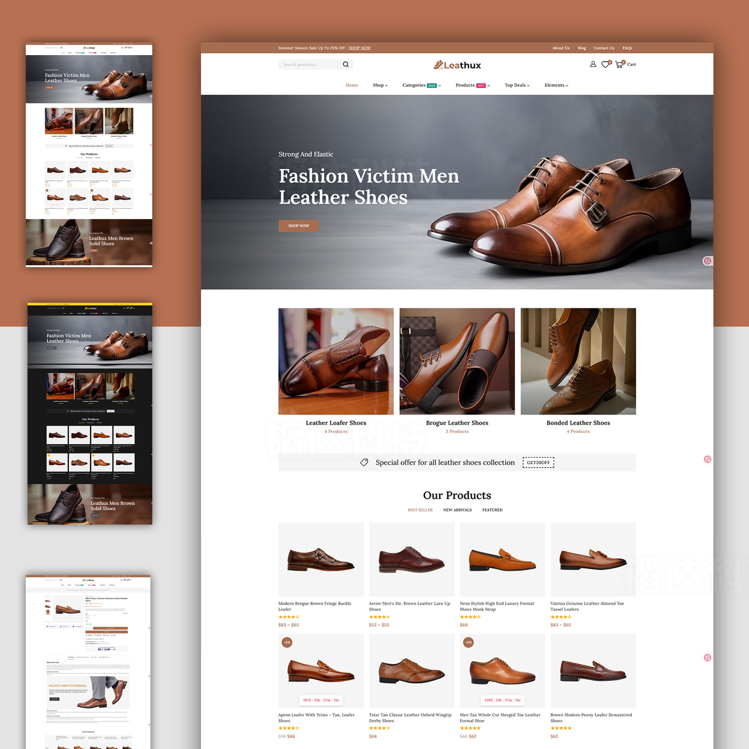 外贸商城b2c跨境电商网站皮鞋男鞋类多语言外贸网站主题整站源码