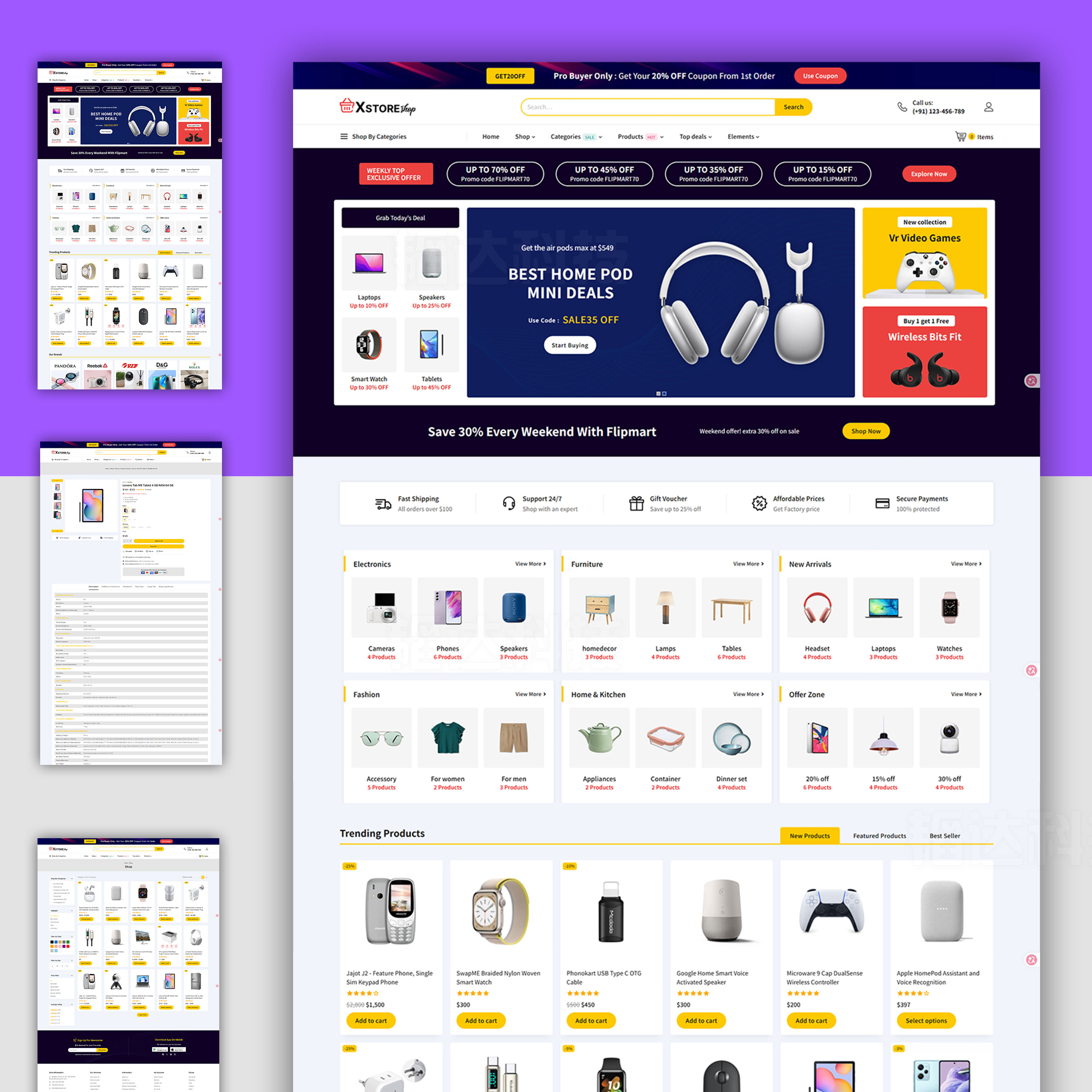 外贸独立站商城电子产品类外贸主题整站wordpress源码